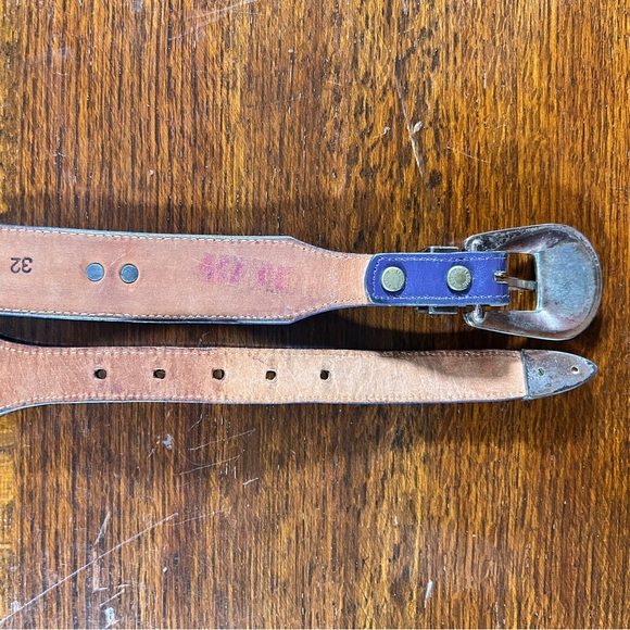 Leegin Purple Leather Metal Embellishment Belt Silver Creek Western Southwest - Picture 6 of 13